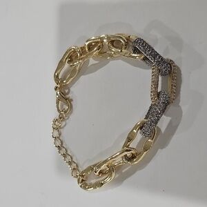 Gold Chain Bracelet with Silver Accents